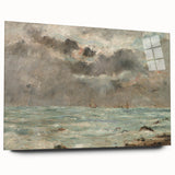 Vintage Seascape Art - Stormy Ocean with Ships Canvas
