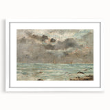 Vintage Seascape Art - Stormy Ocean with Ships Canvas