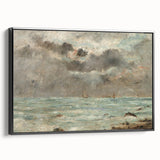 Vintage Seascape Art - Stormy Ocean with Ships Canvas