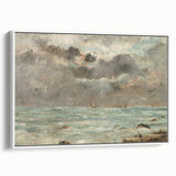 Vintage Seascape Art - Stormy Ocean with Ships Canvas