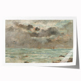 Vintage Seascape Art - Stormy Ocean with Ships Canvas