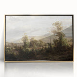 Vintage Rural Landscape Art - Tranquil Bridge and Trees Canvas