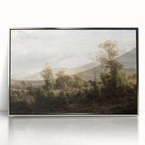 Vintage Rural Landscape Art - Tranquil Bridge and Trees Canvas