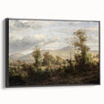 Vintage Rural Landscape Art - Tranquil Bridge and Trees Canvas