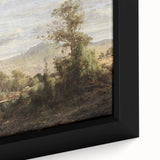 Vintage Rural Landscape Art - Tranquil Bridge and Trees Canvas