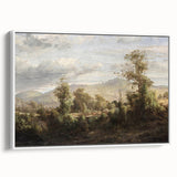 Vintage Rural Landscape Art - Tranquil Bridge and Trees Canvas