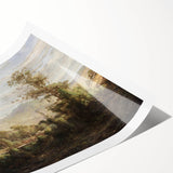 Vintage Rural Landscape Art - Tranquil Bridge and Trees Canvas