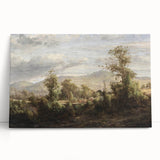 Vintage Rural Landscape Art - Tranquil Bridge and Trees Canvas