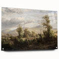 Vintage Rural Landscape Art - Tranquil Bridge and Trees Canvas
