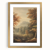 Vintage Autumn Forest Art – Classic Mountain Landscape Print