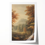 Vintage Autumn Forest Art – Classic Mountain Landscape Print