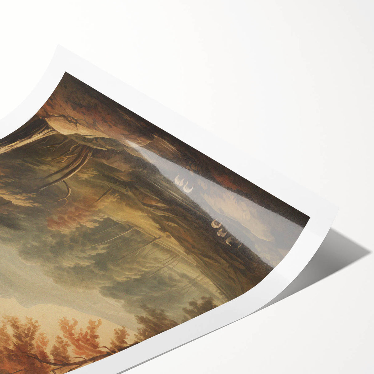Vintage Autumn Forest Art – Classic Mountain Landscape Print