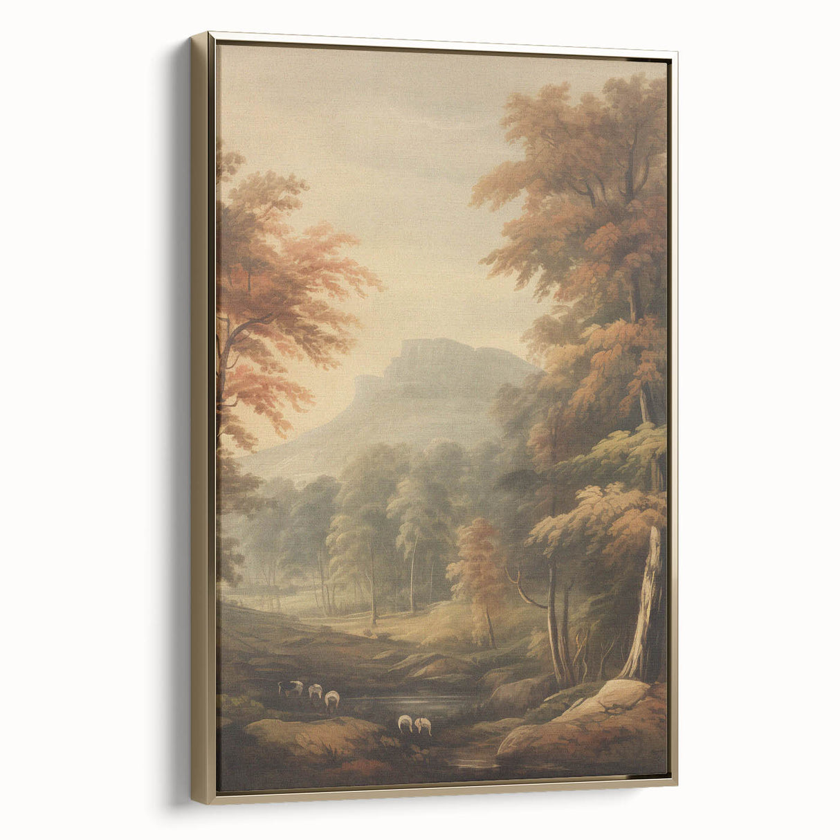 Vintage Autumn Forest Art – Classic Mountain Landscape Print