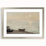Vintage Seascape Art - Peaceful Boats and Moonlit Ocean Canvas