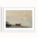 Vintage Seascape Art - Peaceful Boats and Moonlit Ocean Canvas