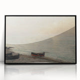 Vintage Seascape Art - Peaceful Boats and Moonlit Ocean Canvas