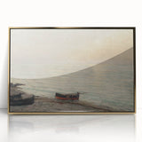 Vintage Seascape Art - Peaceful Boats and Moonlit Ocean Canvas