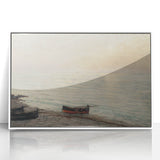 Vintage Seascape Art - Peaceful Boats and Moonlit Ocean Canvas