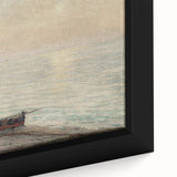 Vintage Seascape Art - Peaceful Boats and Moonlit Ocean Canvas