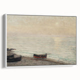 Vintage Seascape Art - Peaceful Boats and Moonlit Ocean Canvas