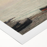 Vintage Seascape Art - Peaceful Boats and Moonlit Ocean Canvas