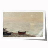 Vintage Seascape Art - Peaceful Boats and Moonlit Ocean Canvas