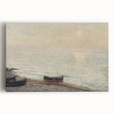 Vintage Seascape Art - Peaceful Boats and Moonlit Ocean Canvas