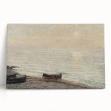 Vintage Seascape Art - Peaceful Boats and Moonlit Ocean Canvas