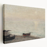 Vintage Seascape Art - Peaceful Boats and Moonlit Ocean Canvas