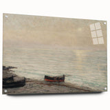 Vintage Seascape Art - Peaceful Boats and Moonlit Ocean Canvas