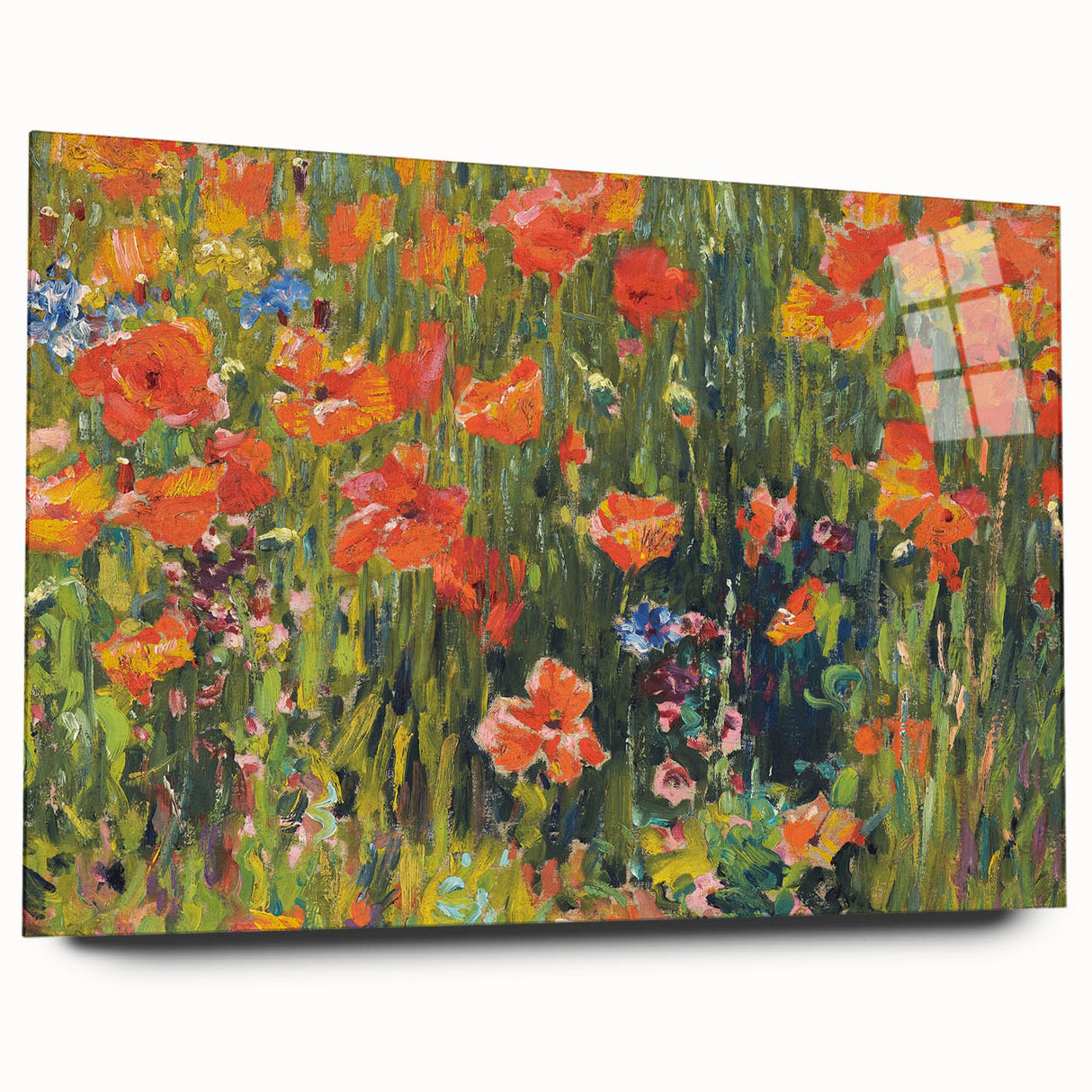 Vintage Floral Art - Bright Poppy Field Canvas Print