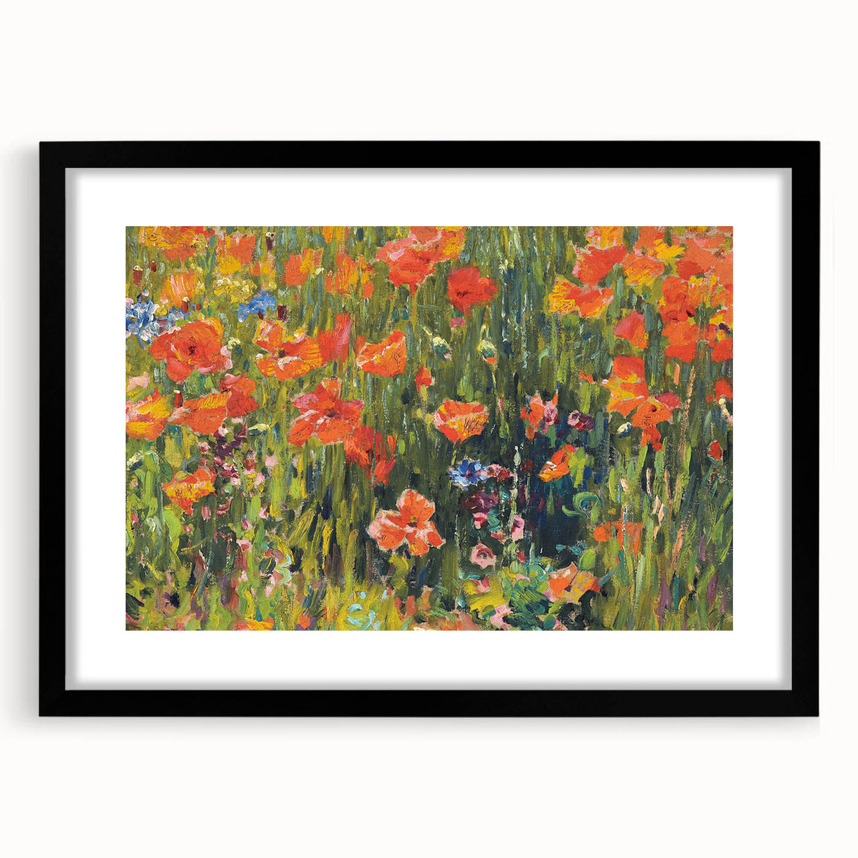 Vintage Floral Art - Bright Poppy Field Canvas Print