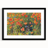 Vintage Floral Art - Bright Poppy Field Canvas Print