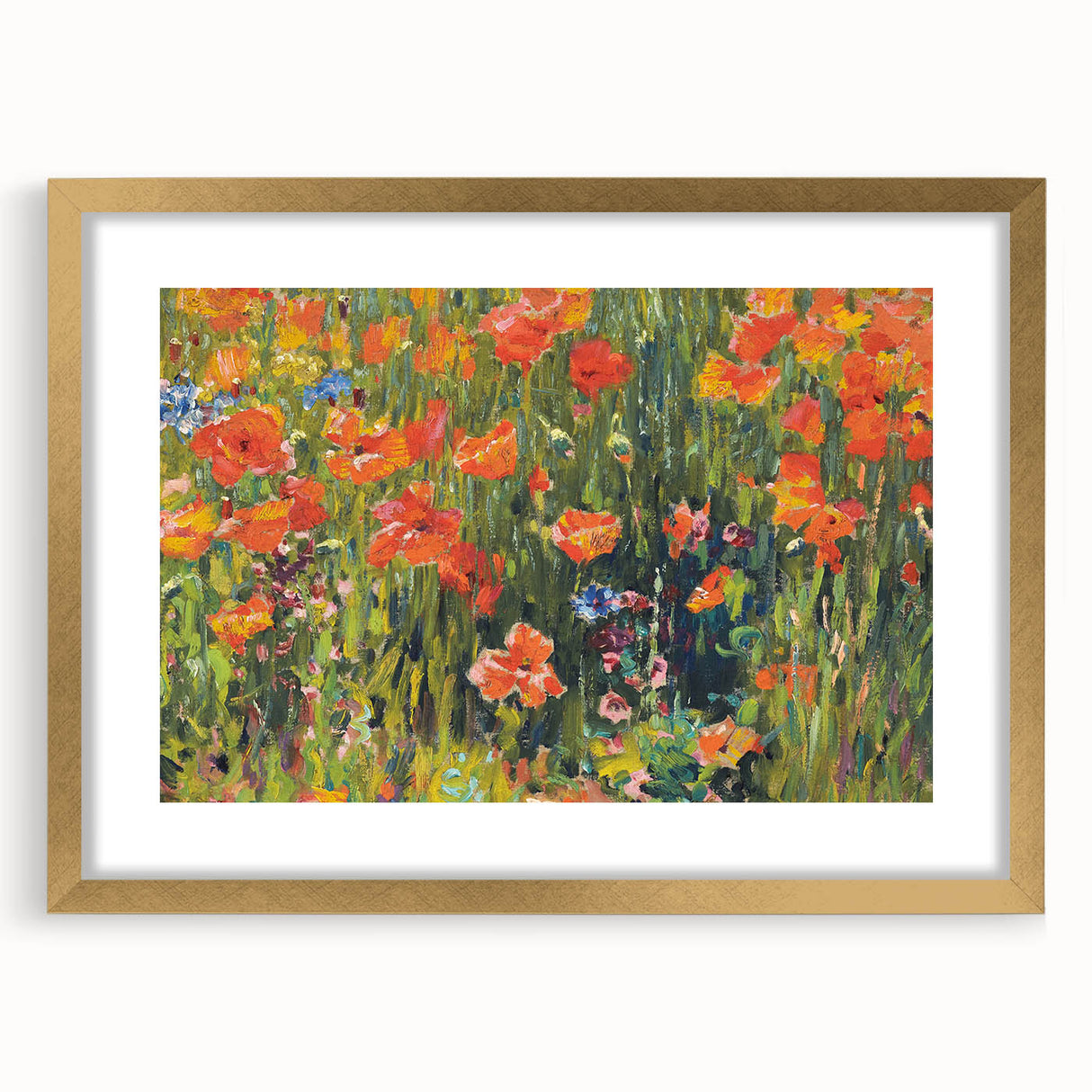 Vintage Floral Art - Bright Poppy Field Canvas Print