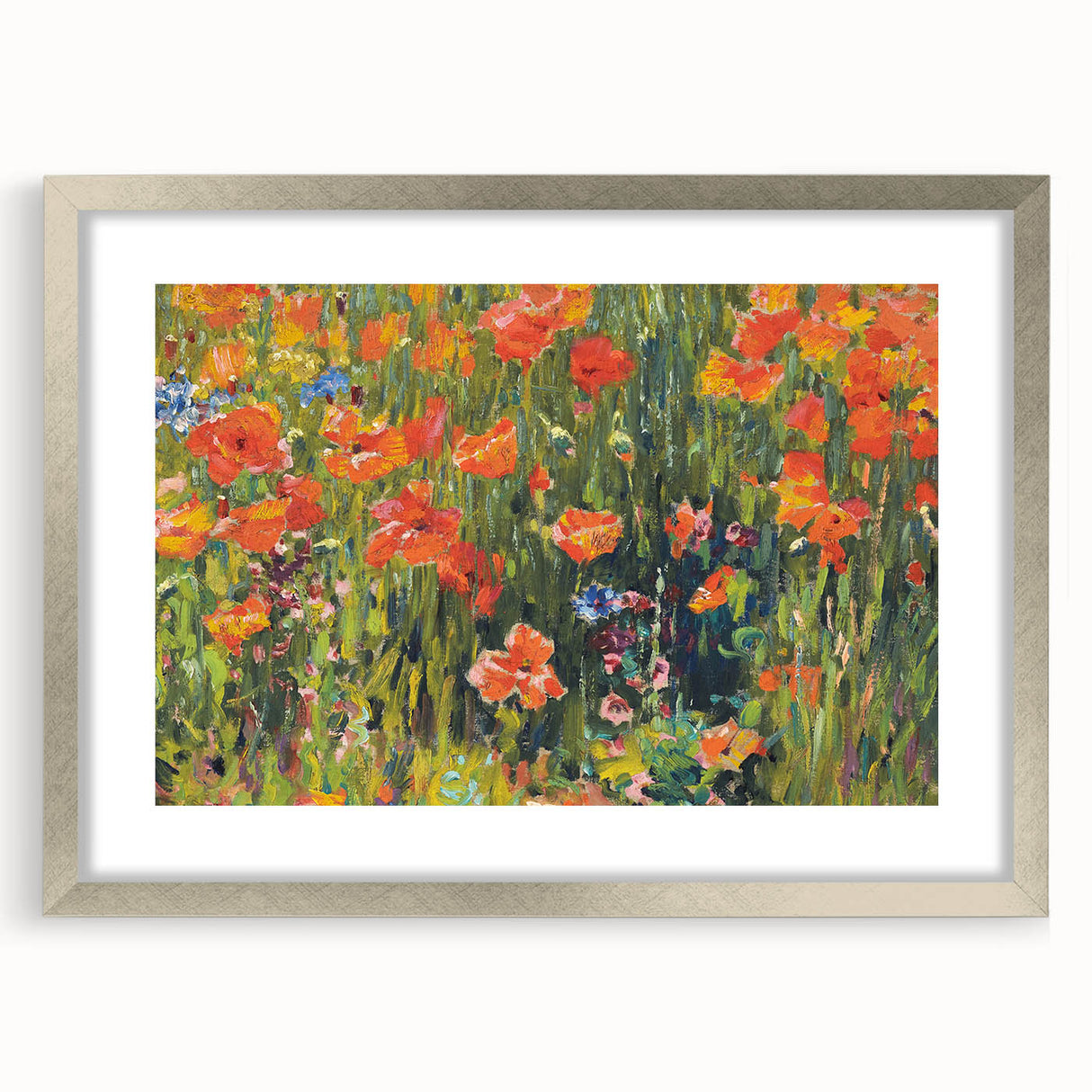 Vintage Floral Art - Bright Poppy Field Canvas Print