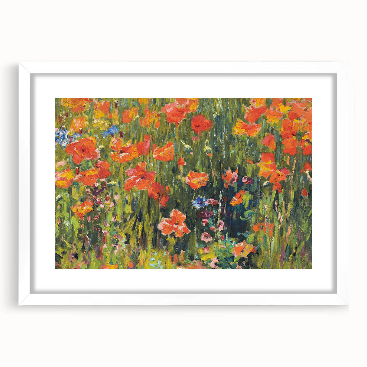 Vintage Floral Art - Bright Poppy Field Canvas Print