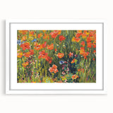 Vintage Floral Art - Bright Poppy Field Canvas Print