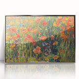 Vintage Floral Art - Bright Poppy Field Canvas Print