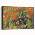 Vintage Floral Art - Bright Poppy Field Canvas Print