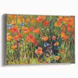 Vintage Floral Art - Bright Poppy Field Canvas Print