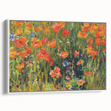 Vintage Floral Art - Bright Poppy Field Canvas Print
