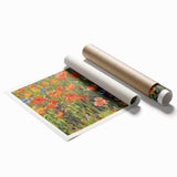 Vintage Floral Art - Bright Poppy Field Canvas Print