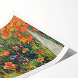 Vintage Floral Art - Bright Poppy Field Canvas Print