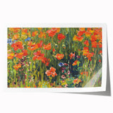 Vintage Floral Art - Bright Poppy Field Canvas Print