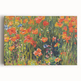 Vintage Floral Art - Bright Poppy Field Canvas Print