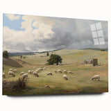 Vintage Pastoral Art - Sheep Grazing on Countryside Canvas