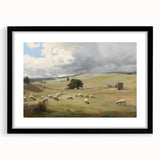 Vintage Pastoral Art - Sheep Grazing on Countryside Canvas