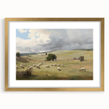 Vintage Pastoral Art - Sheep Grazing on Countryside Canvas