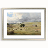 Vintage Pastoral Art - Sheep Grazing on Countryside Canvas