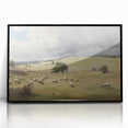 Vintage Pastoral Art - Sheep Grazing on Countryside Canvas